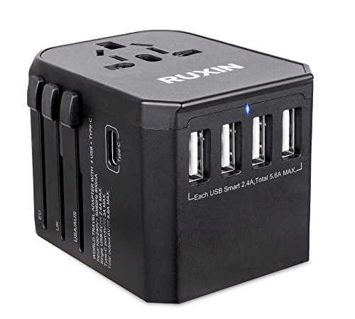 Universal Travel Adapter - Power Converter Over 200 Countries Plug Adapter - International Wall Adaptor - High Speed USB Charger - Travel Essentials Voyage Europe, Canada, Australia…